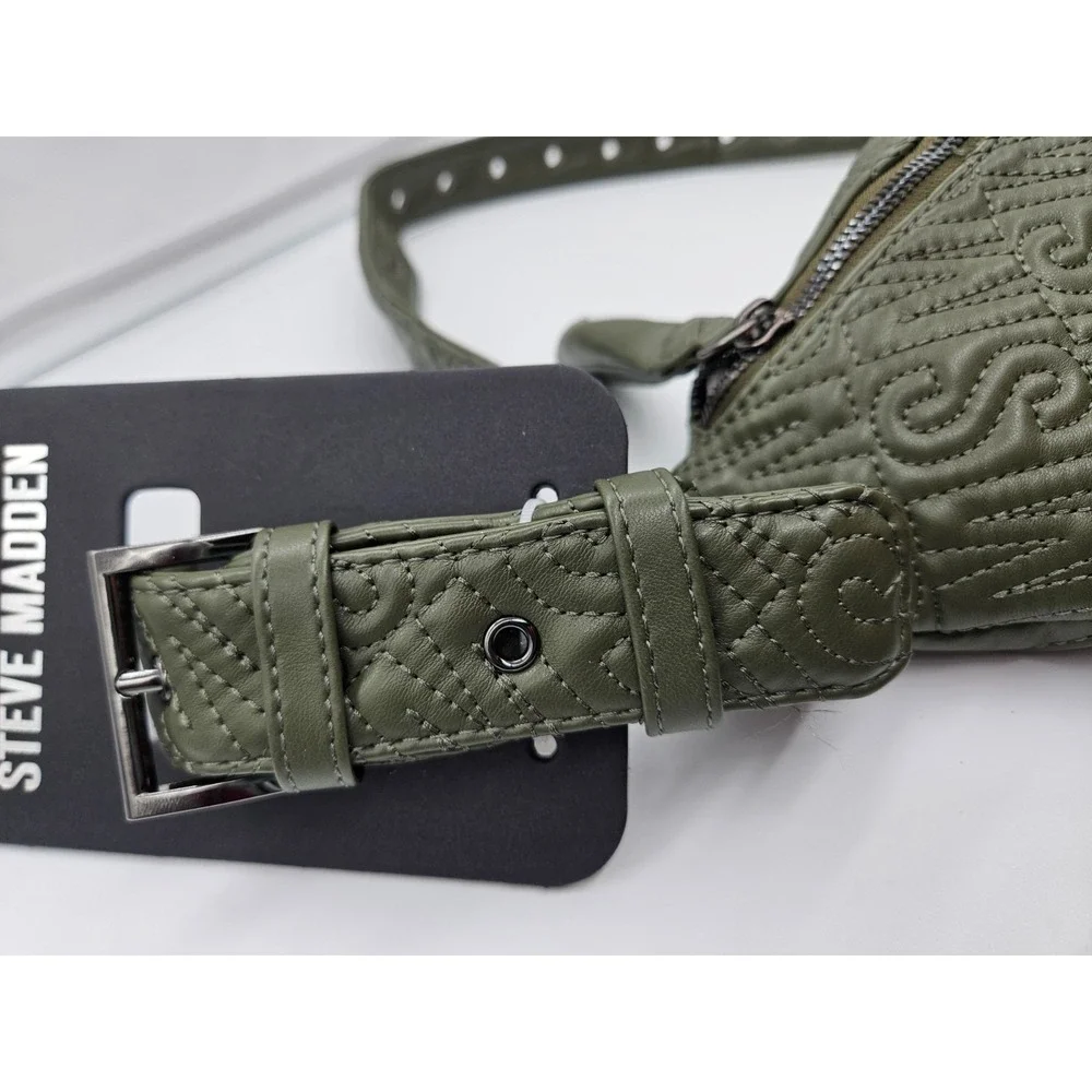 Steve Madden Quilted Belt‎ Bag Olive Green Fanny Pack Crossbody Adjustable Strap